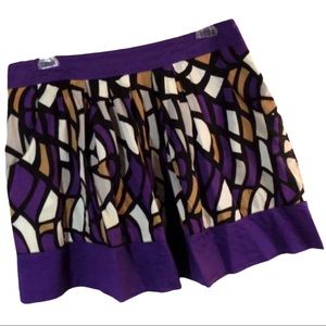 Dillard's Pink Twill Geometric Purple Full Mini Skirt with Pockets Size 12